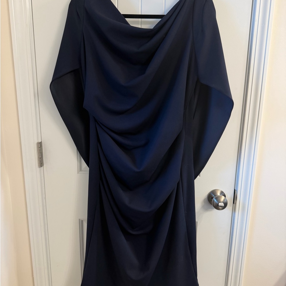 "JORDAN" SHORT SCUBA CREPE DRAPED BACK DRESS
